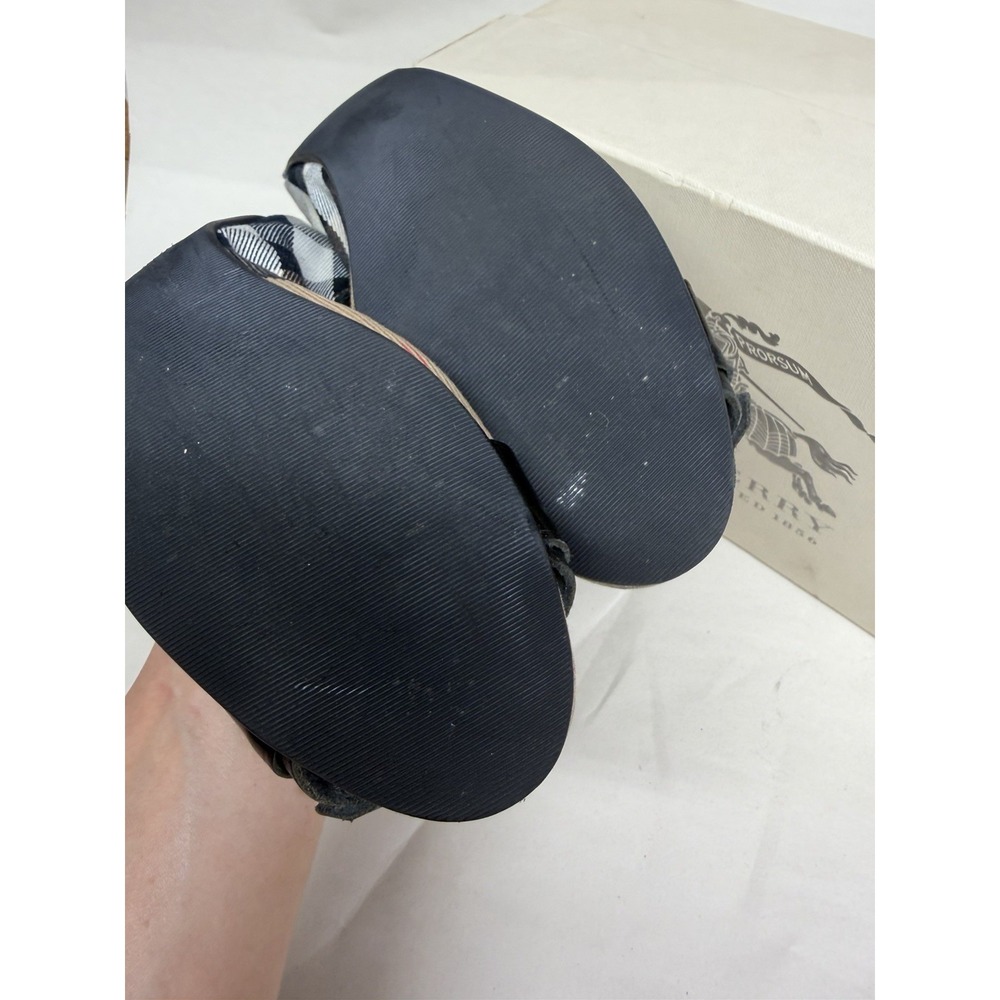 Burberry Falcony House Check Ballerina Flats Black Leather EU 39 UK 6 w/ Box - Picture 11 of 12